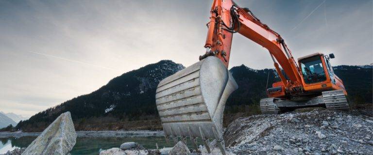 Close up of excavator bucket